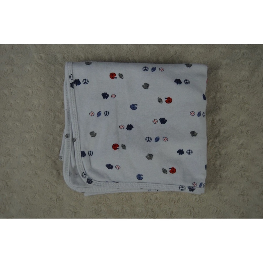 Carter's White Blue Red Sports Ball Baby Blanket Swaddle Football Baseball